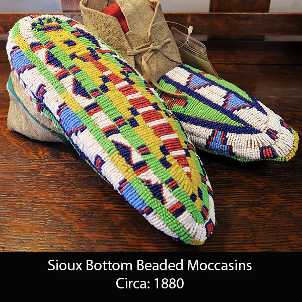 Sioux Bottom Beaded Moccasins. Circa: 1880